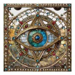 Pôster Terceiro Olho Vidro da Janela Ornamentado