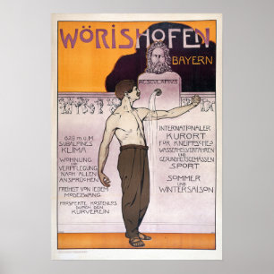 Poster Termas Wörishofen mau do vintage, viagem de