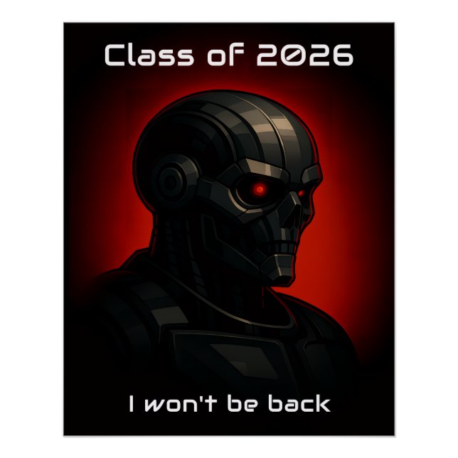 Pôster Terminator Skull Graduation Class of 2026 Design (Frente)