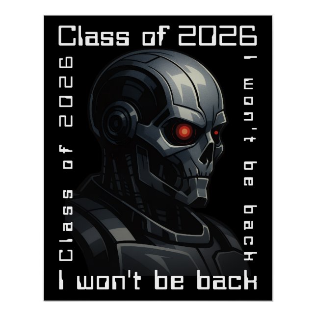 Pôster Terminator Skull Graduation Class of 2026 Design (Frente)
