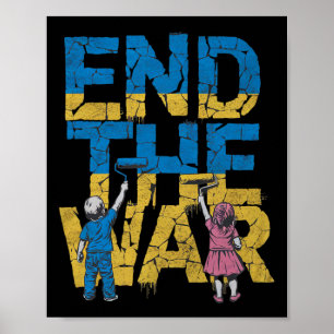 Poster Termine a Guerra Grafite Crianças Apoiam Zelensky 
