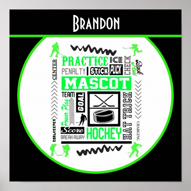 Poster Terminologia de Hockey para Meninos Personalizada  (Frente)