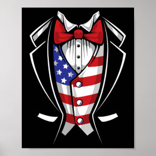 Poster Terno Usa Esmoquin Patriótico 4 De Julho Bandeira
