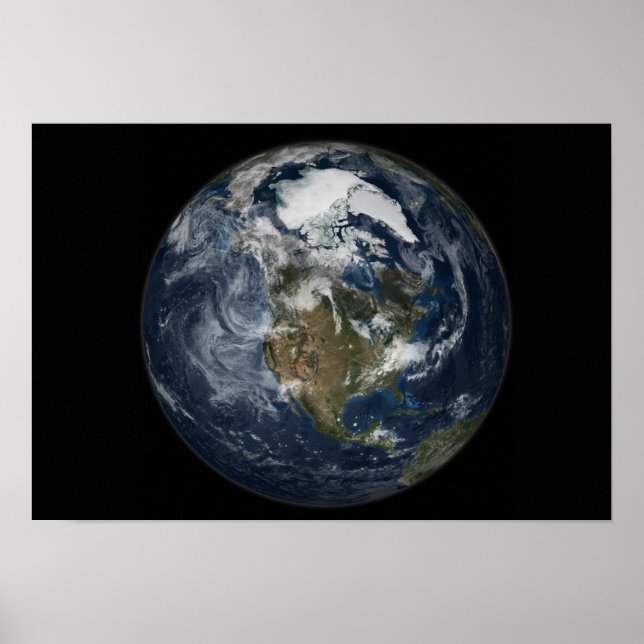 Pôster Terra cheio mostrando a América do Norte 3 (Frente)