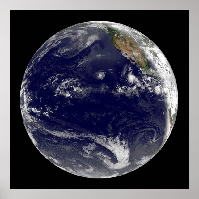 Poster Terra Com Três Ciclones Tropicais No Pacífico. (Frente)