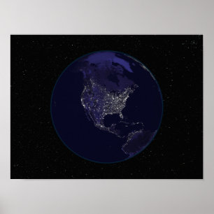 Poster Terra completa na noite que mostra as luzes 4 da