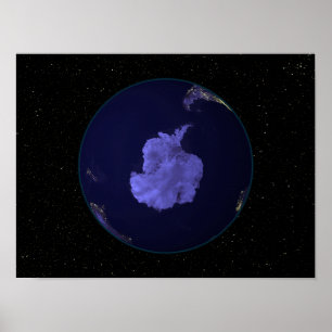 Pôster Terra completa na noite que mostra as luzes 7 da