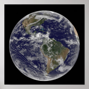 Pôster Terra completa que mostra America do Norte e Amer