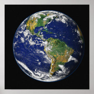 Pôster Terra completa que mostra o hemisfério ocidental