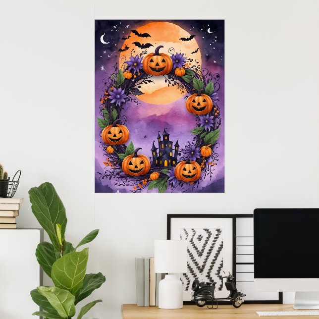 Poster Terra da Lua do Halloween Encantada (Escritório em casa)