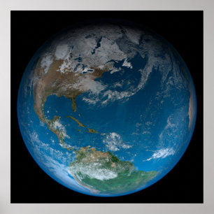 Poster Terra De cheio Com A América Do Norte E Do Sul.