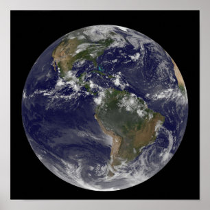 Poster Terra de cheio mostrando a América do Norte e o Su