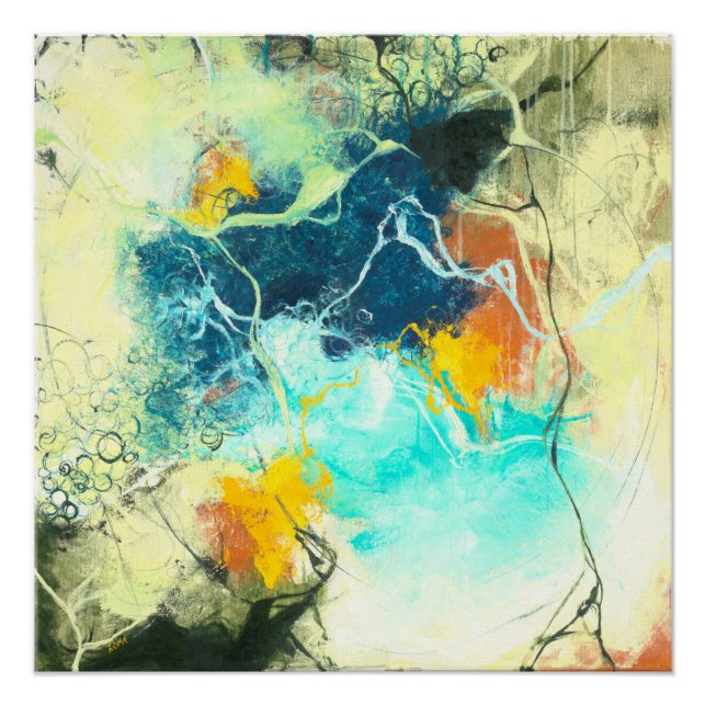 Pôster Terra - Design Abstrato Verde (Frente)