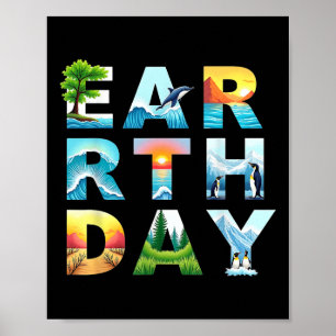Poster Terra Dia Salva Árvores E Animais Pró-Ambiental