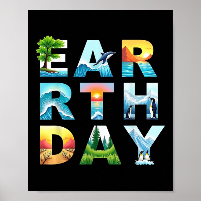 Poster Terra Dia Salva Árvores E Animais Pró-Ambiental (Frente)