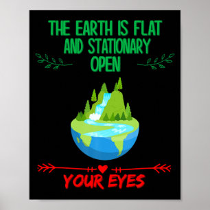 Poster Terra É Plana Abra Os Olhos Engraçado Sarcástico H