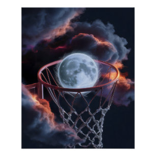 Pôster Terra em um aro de basquete.