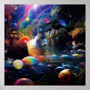 Poster Terra Encantada Fantástica Colorida Mágica e Capri