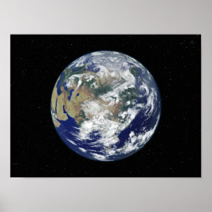 Pôster Terra inteiramente iluminada centrada em Ásia