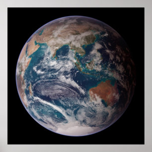 Poster Terra Marble Azul (Hemisfério Oriental)