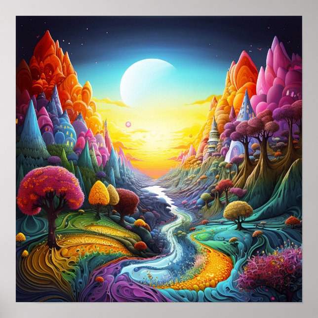 Poster Terra natural de fantasia colorida (Frente)