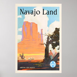 Poster Terra Navajo - Santa Fe Railroad - Viagens Antigas
