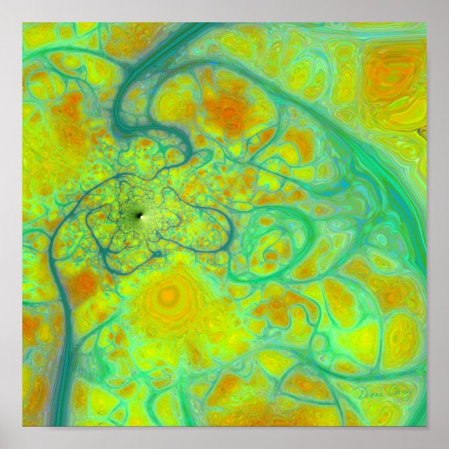 Poster Terra Verde - Lentes Douradas e Teais (Frente)