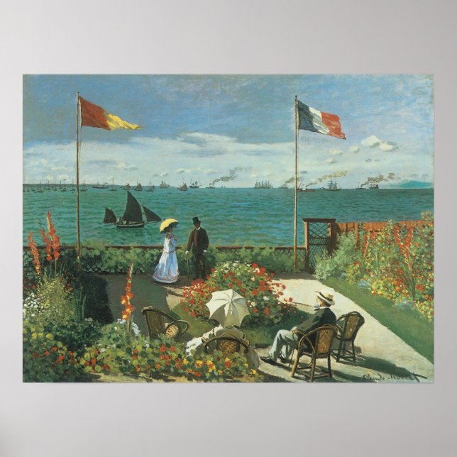 Pôster Terraço à Beira-Mar de Claude Monet (Frente)