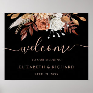 Poster Terracota Ferrugem Flores Casamento de Outono Pret