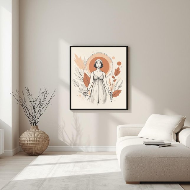 Poster Terracota Flow – Equilíbrio Botânico Abstrato I (Criador carregado)