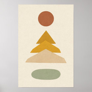 Poster Terracota Sol e Chevron Safrão Abstrato