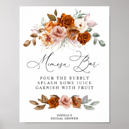 Poster Terracotta Burnt Orange  Bridal Shower Mimosa Bar