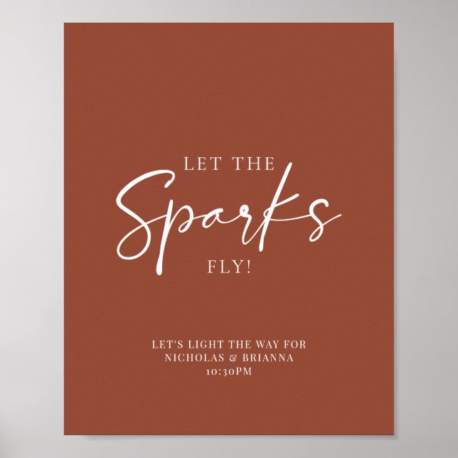 Poster Terracotta Burnt Orange Wedkler Sparkler Enviar (Frente)