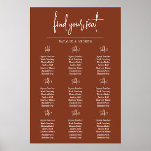 Poster Terracotta Burnt Unumber Script 9 Casamento Seat C