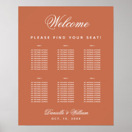 Poster Terracotta Casamento 6 Mesa Simples Seating Chart