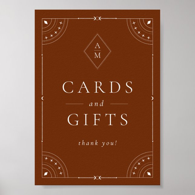 Poster Terracotta Celestial Moon & Stars Cartões e presen (Frente)