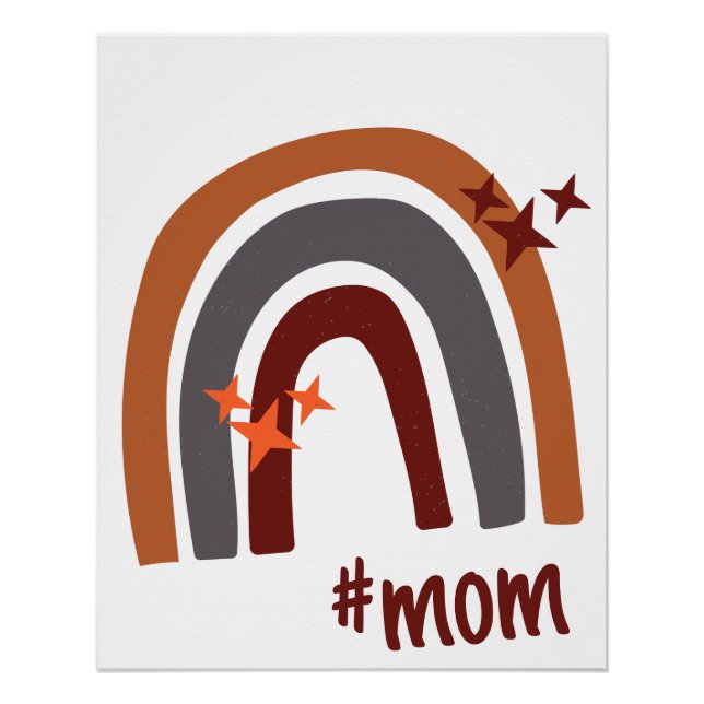 Pôster Terracotta Cinza Bohemian Rainbow Personalizado #m (Frente)