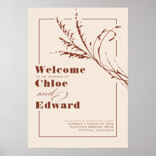 Poster Terracotta e Ecru Sinal de Boas-vindas ao Casament