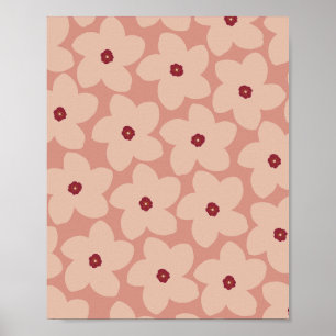 Poster Terracotta - Flor Retro Rosa Rosa