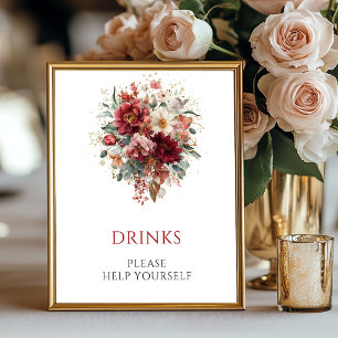 Poster Terracotta Floral Outonal Bebidas 8x10 Casamento