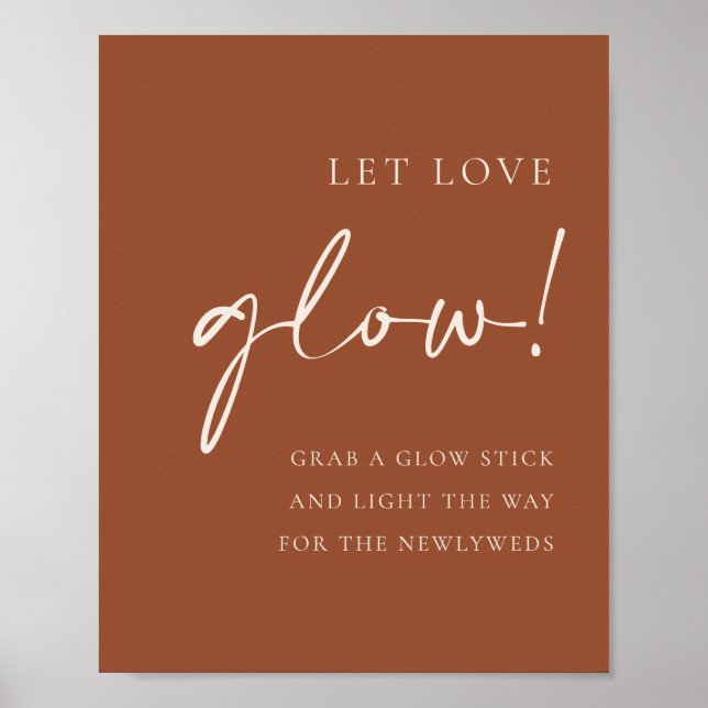 Poster Terracotta Handritten Script Let Love Glow Casamen (Frente)