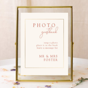 Poster Terracotta Modern Wedn Foto Guestbook Sinal