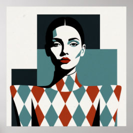 Poster Terracotta Muse: Geometric Tribal Portrait in Eart