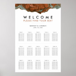 Poster Terracotta Orange & Teal Minimalist Seating Chart
