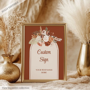 Poster Terracotta Pampas Sage Boho Floral sofisticado