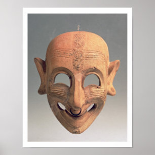 Pôster Terracotta que sorri a máscara de San Sperate,