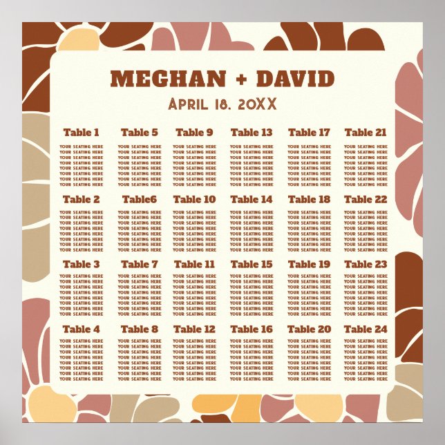 Poster Terracotta Retro Groovy Boho Casamento (Frente)