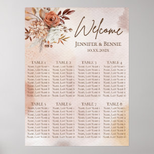 Poster Terracotta Rustic Boho Floral Watercolor Casamento