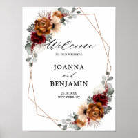 Terracotta Sage Burgundy Casamento Geométrico Boas