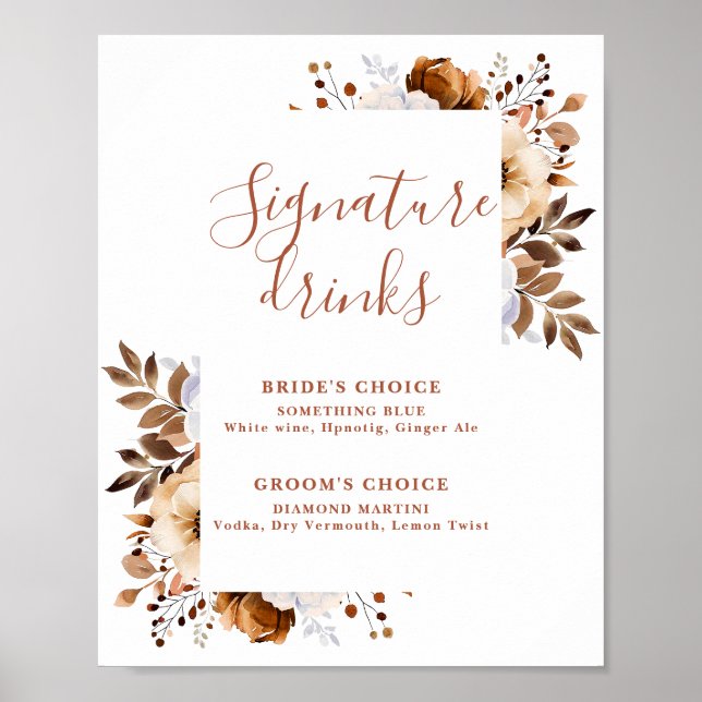 Poster Terracotta - Sinal de Dígitos de Assinatura Floral (Frente)